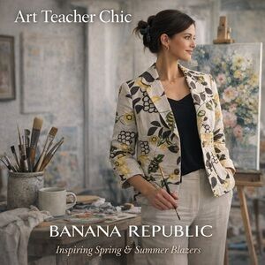 Art Teacher Chic | Banana Republic Floral Print Blazer Jacket | Summer Layer